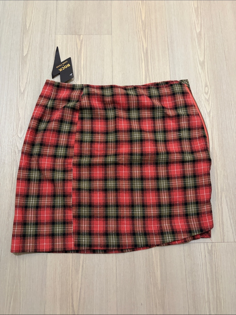 Junk Food Clothing Red and Black Plaid Mini Skirt